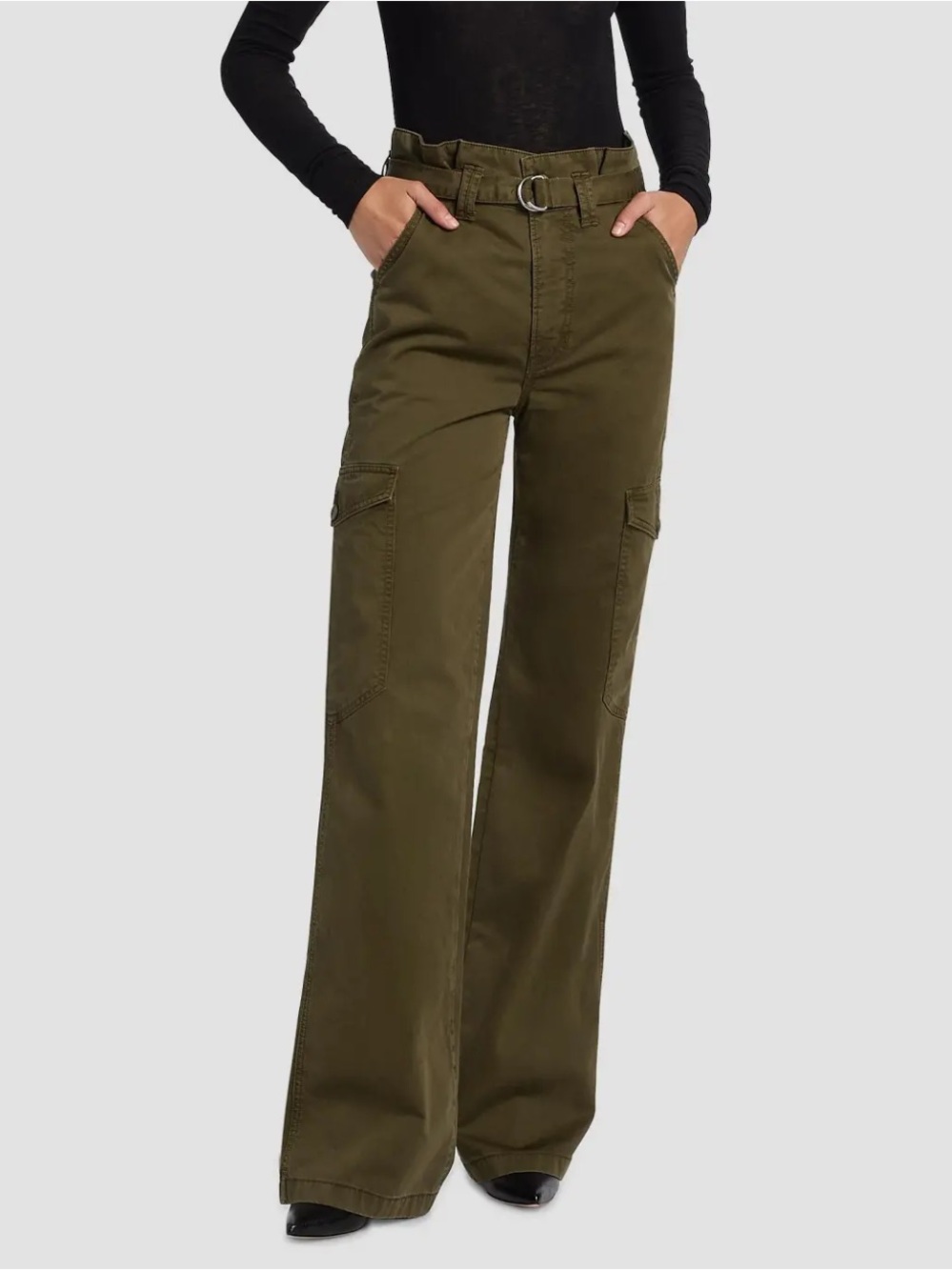 Veronica Beard Women Damara Wide High Rise Olive Green Cargo Trousers size 25